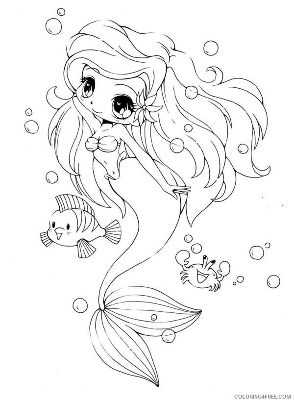 Chibi Coloring Pages Little Mermaid Coloring4free Coloring4free Com