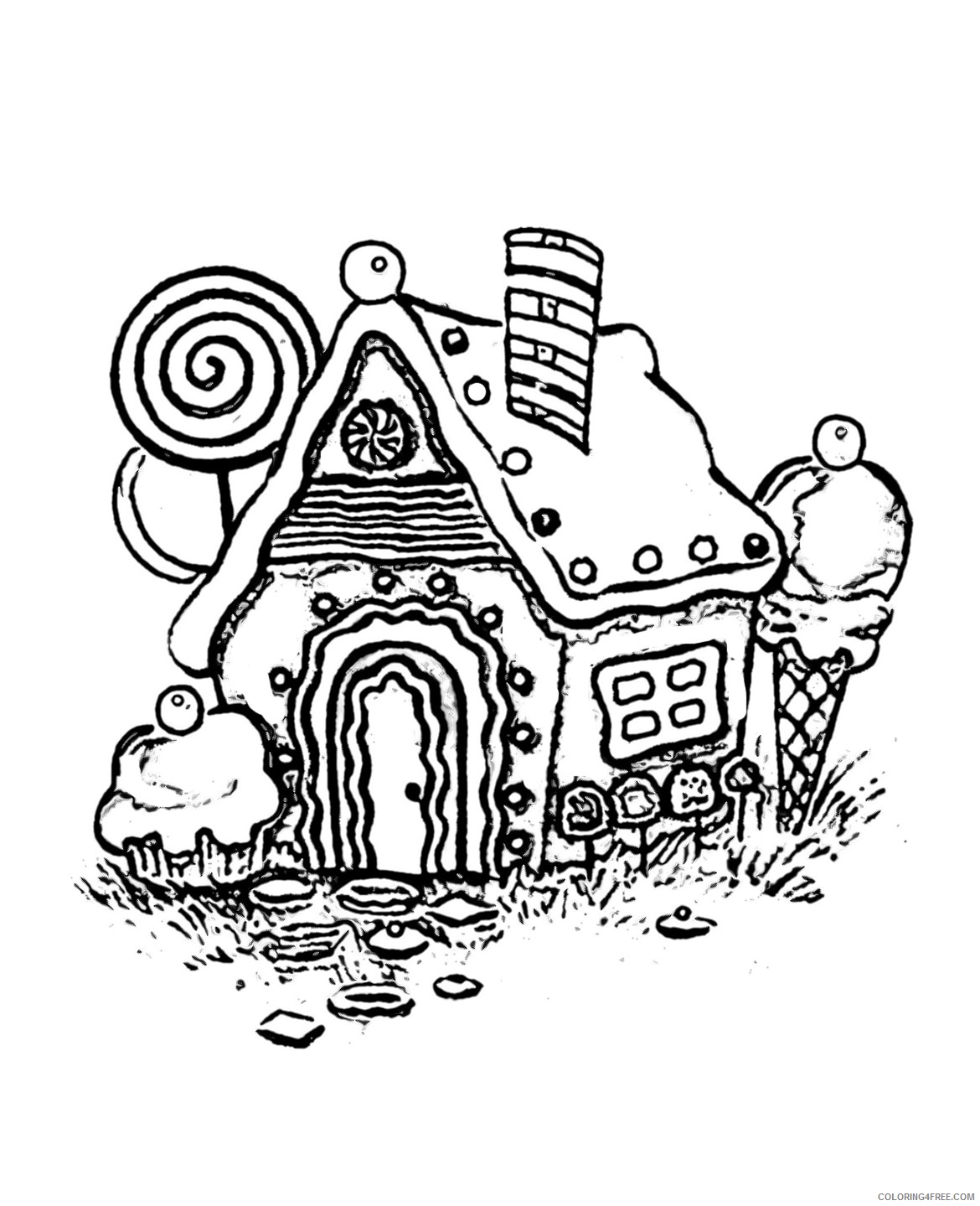 free gingerbread house coloring pages Coloring4free printable