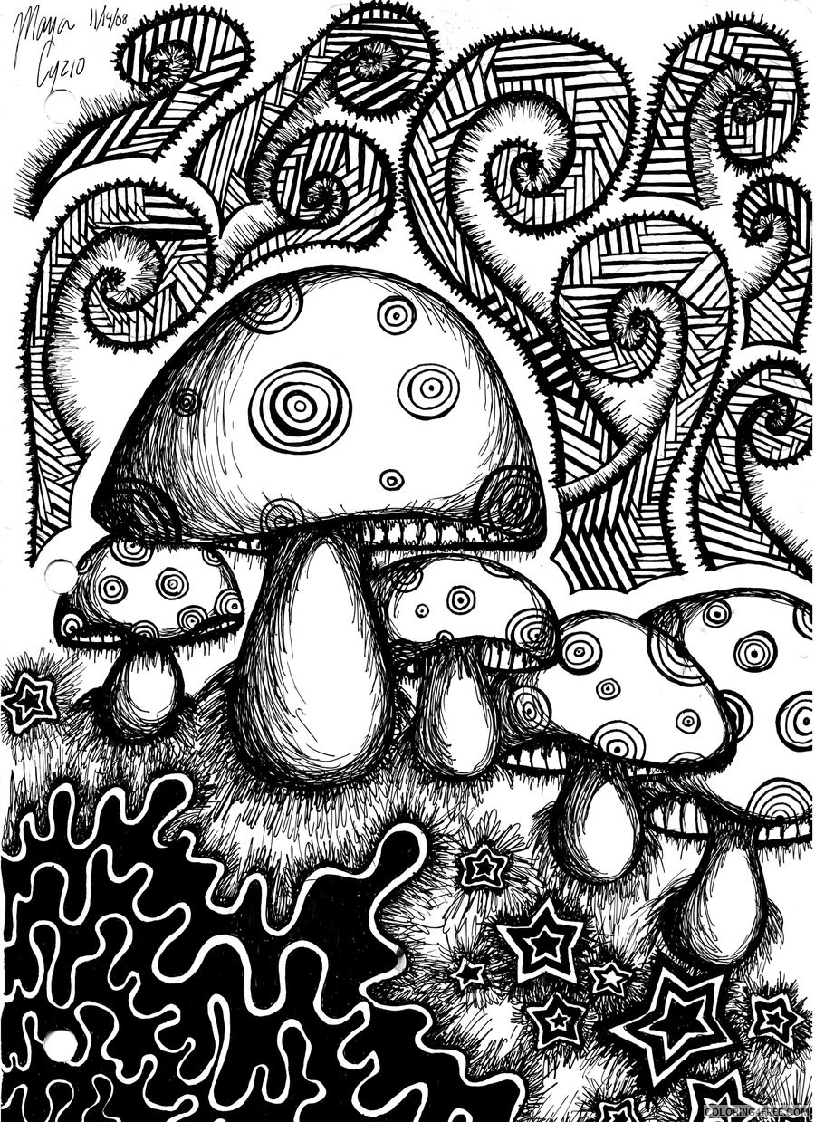 psychedelic coloring pages mushroom Coloring4free - Coloring4Free.com