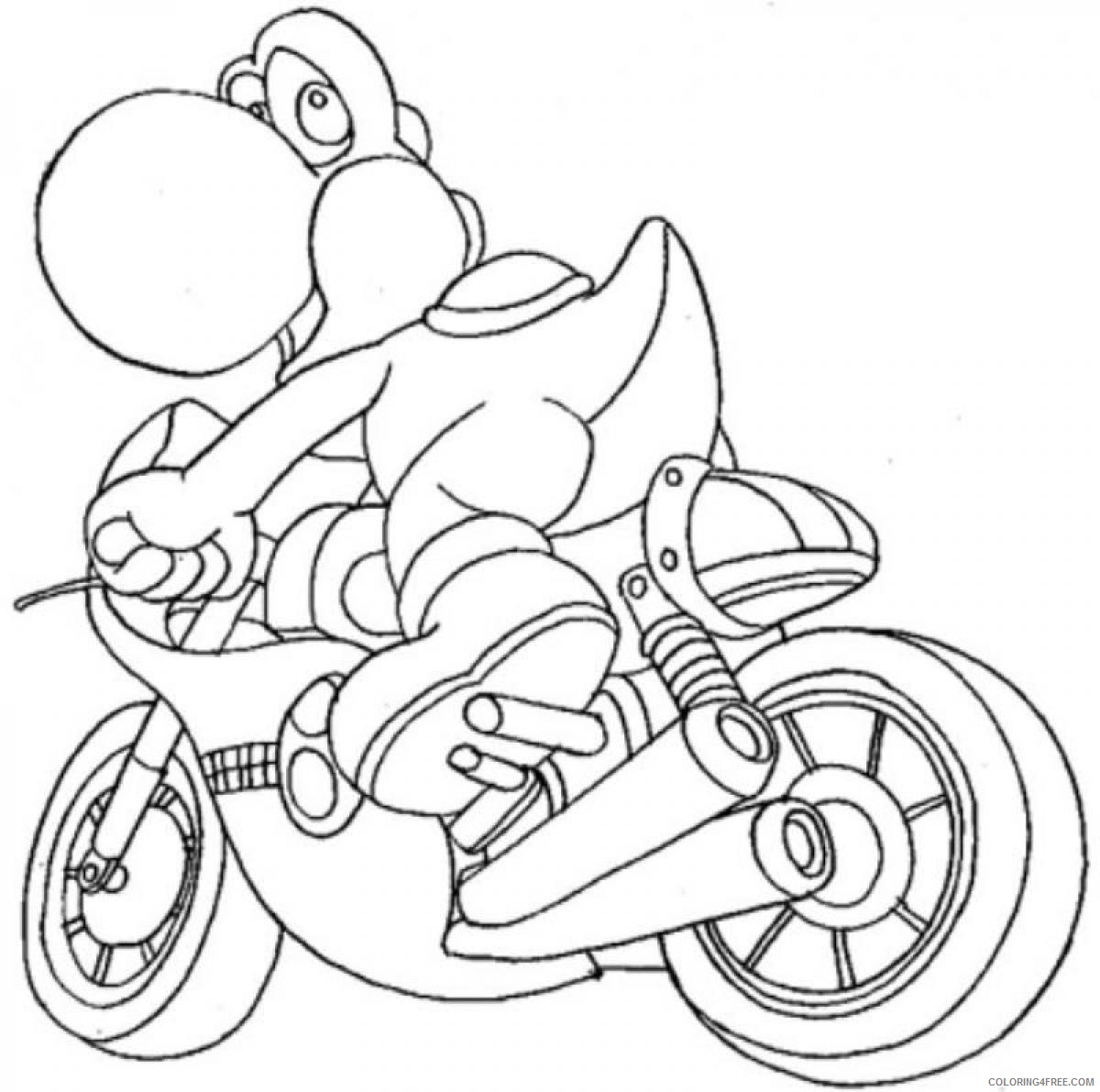 print Coloring4free yoshi coloring pages riding motorcycle Coloring4free