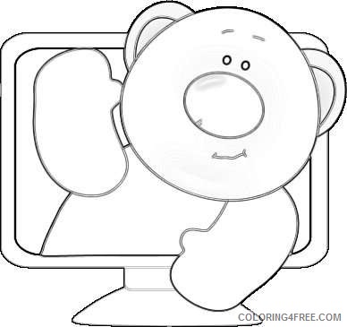 computer bear bear inside a computer screen sticking his head out XYsikV coloring