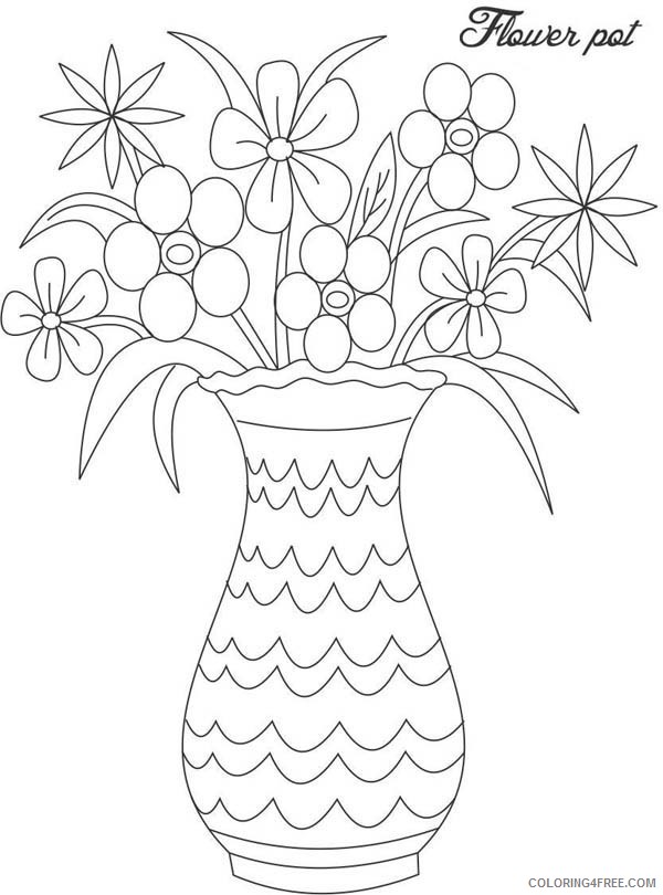 Flower Vase Coloring Pages Printable Coloring4free Coloring4free Com