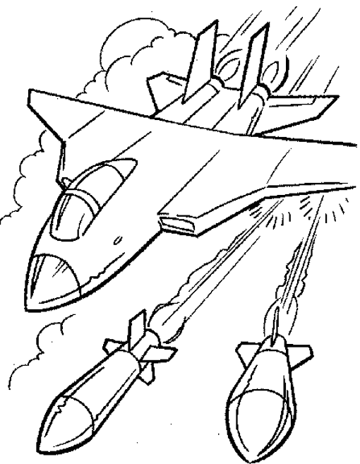 Army Coloring Pages Fighter Jet Firing Missiles Coloring4free