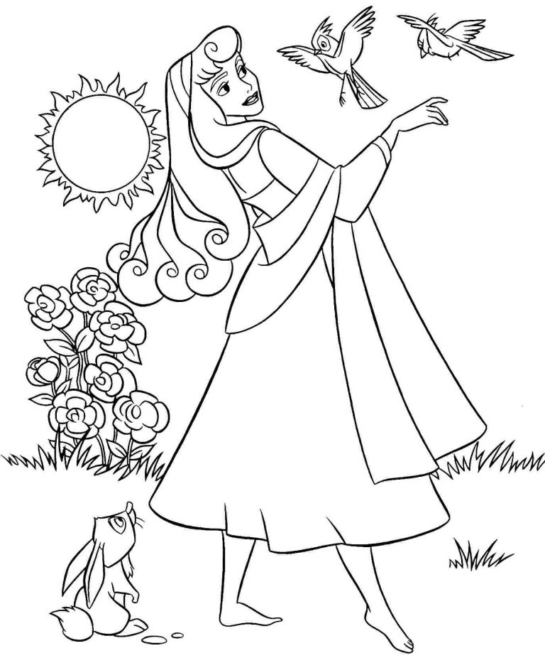 aurora and forest animals coloring pages Coloring4free - Coloring4Free.com