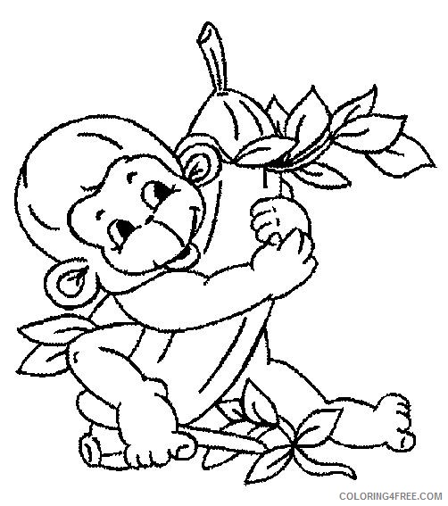 Baby Monkey Coloring Pages Loves Banana Coloring4free Coloring4free Com