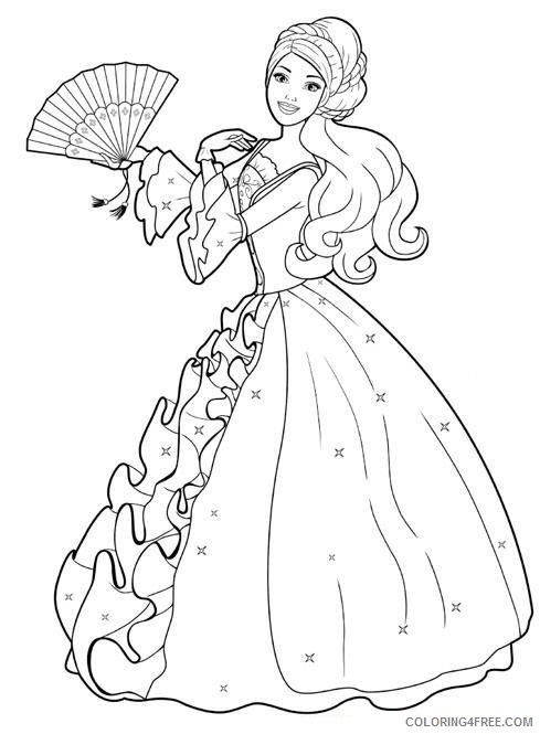 barbie coloring pages wearing beautiful dress Coloring4free ...