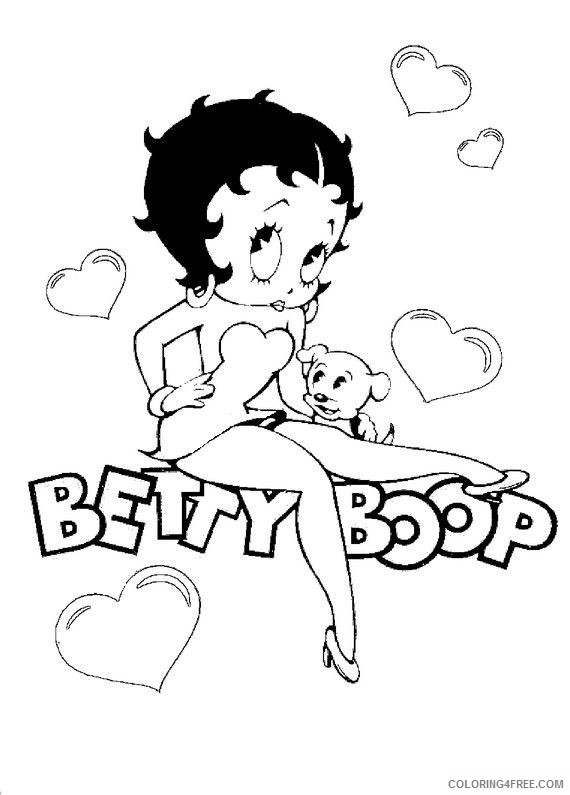 Betty Boop Coloring Pages With Puppy And Love Coloring4free Coloring4free Com