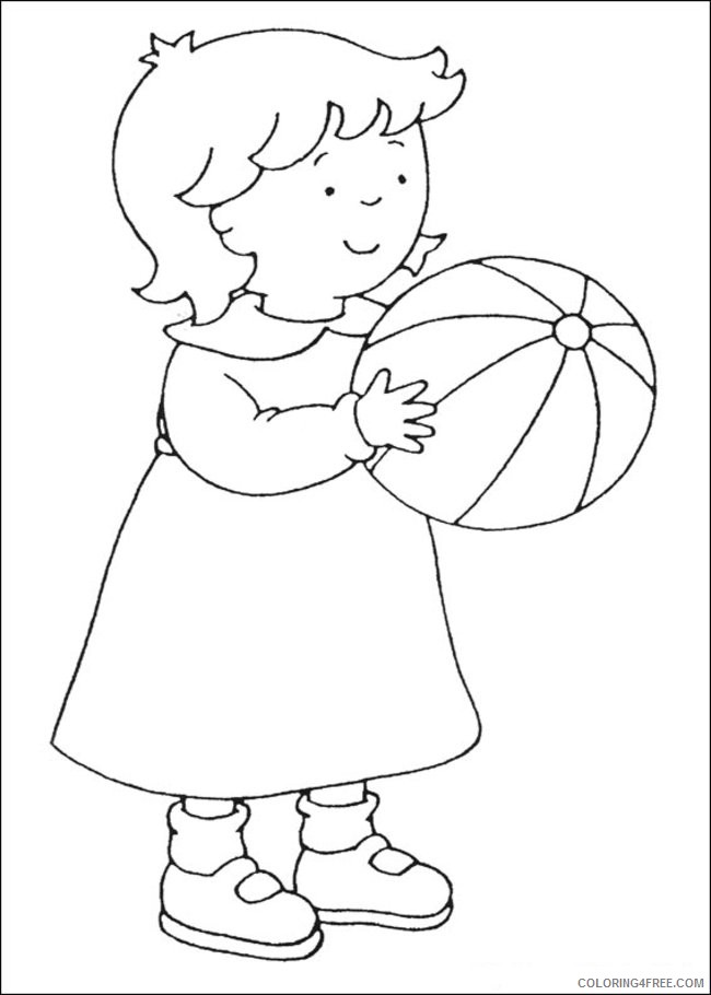 Caillou Coloring Pages Rosie Playing Ball Coloring4free