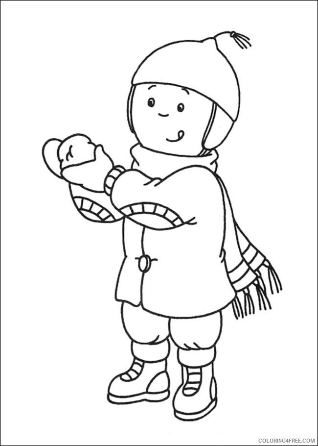 caillou coloring pages wearing winter clothes coloring4free
