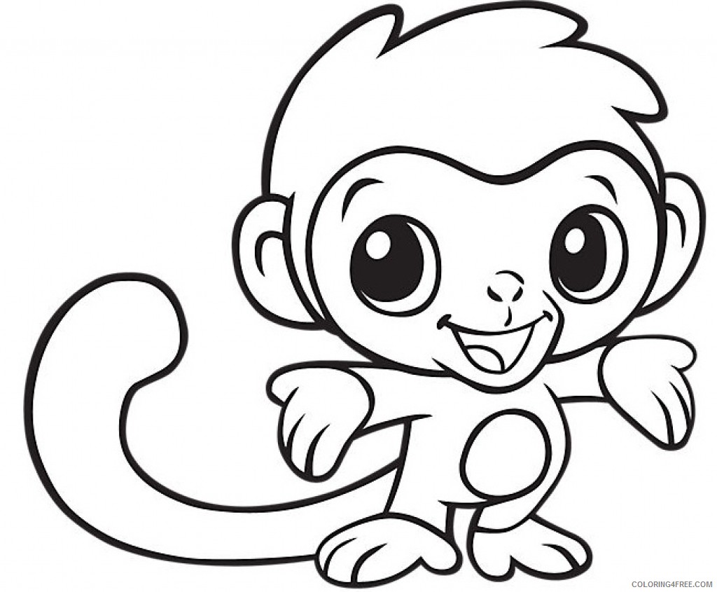 Cute Baby Monkey Coloring Pages Coloring4free Coloring4free Com