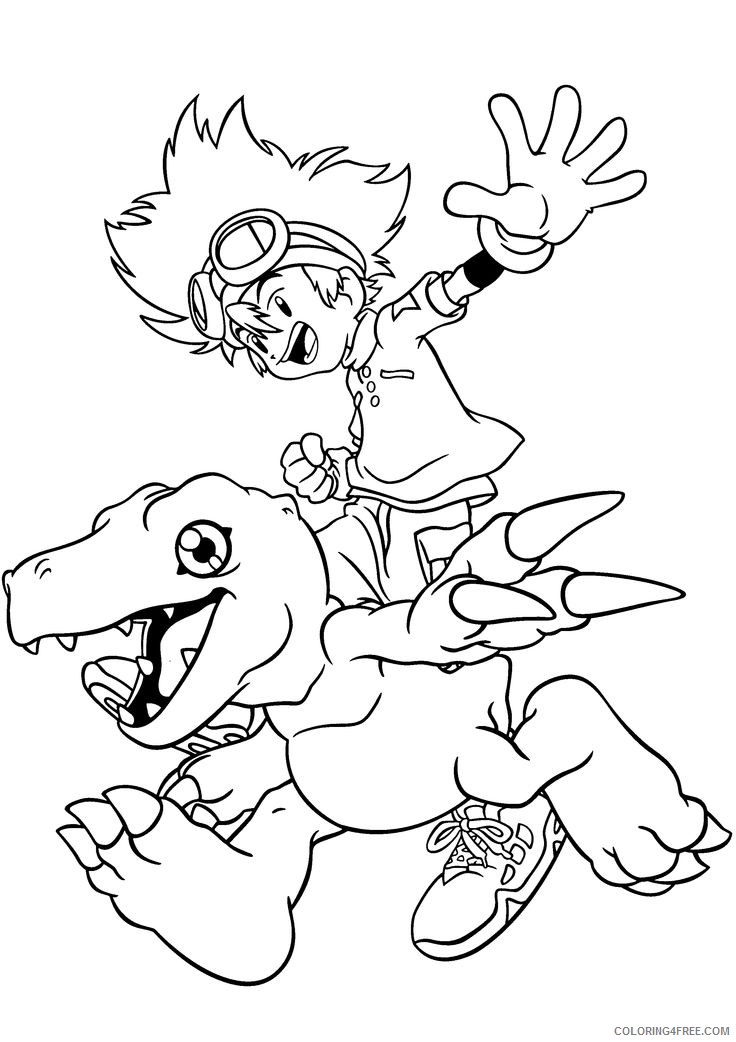 digimon coloring pages taichi yagami and agumon Coloring4free ...