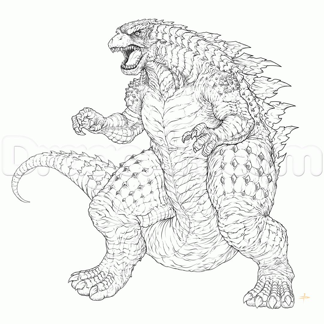 godzilla coloring pages by dragoart Coloring4free - Coloring4Free.com