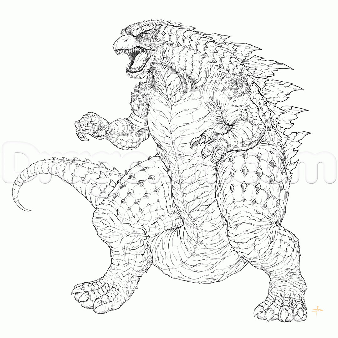 Godzilla Coloring Pages By Dragoart Coloring4free Coloring4free Com