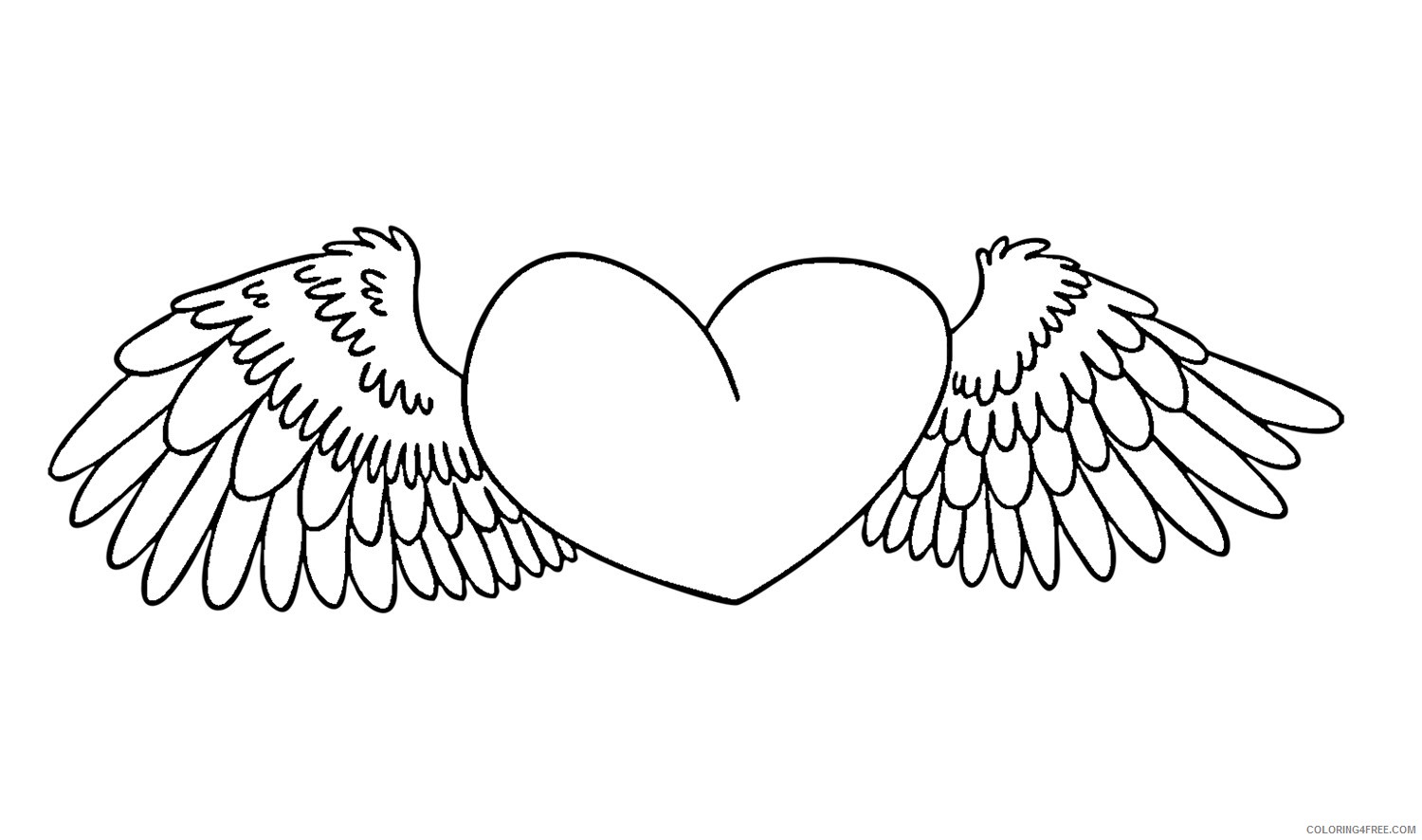 heart coloring pages with wings Coloring4free - Coloring4Free.com