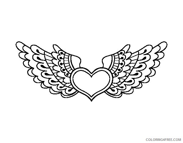 heart with wings coloring pages printable Coloring4free - Coloring4Free.com