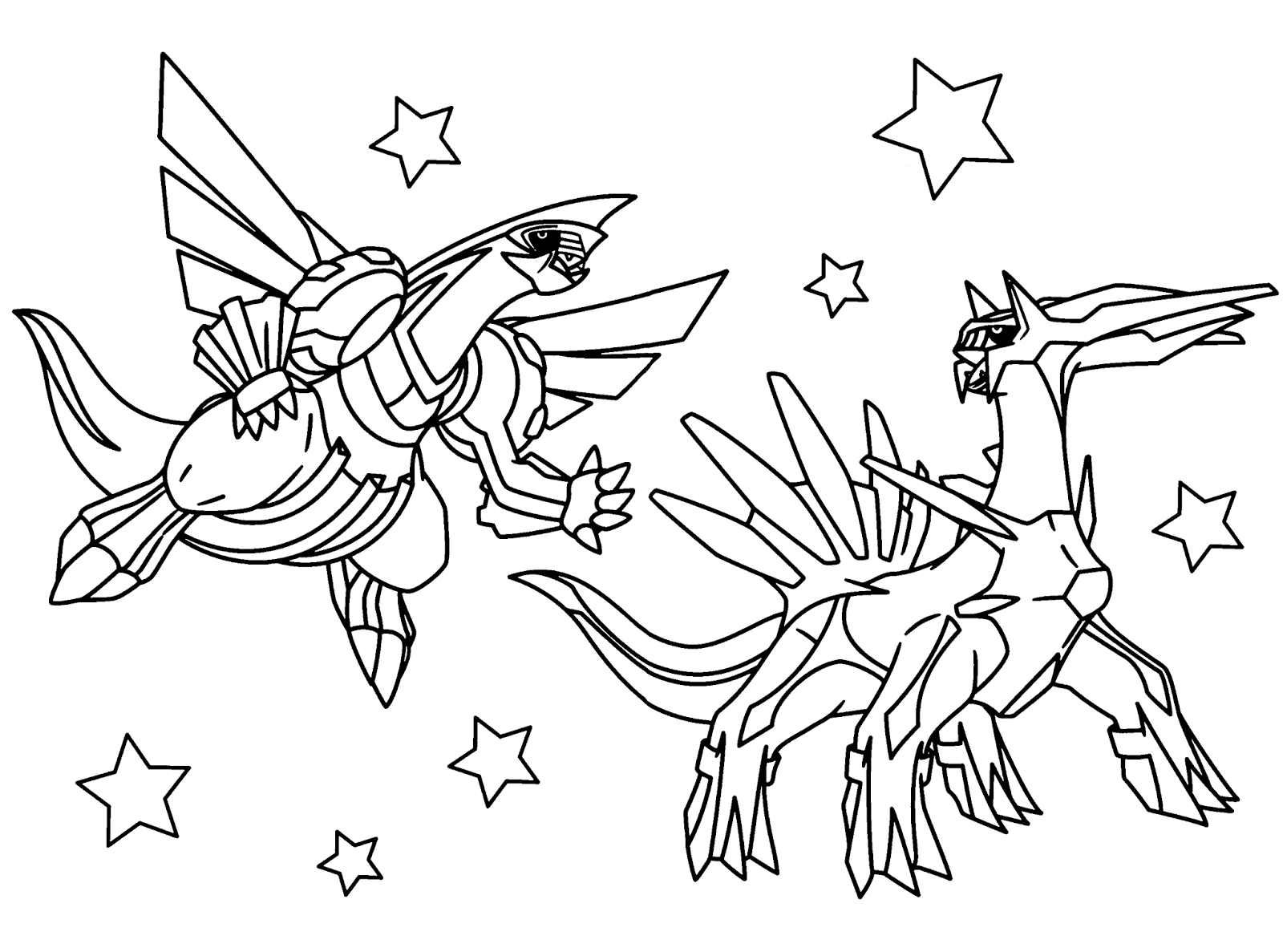 Legendary Pokemon Coloring Pages Dialga And Palkia Coloring4free Coloring4free Com