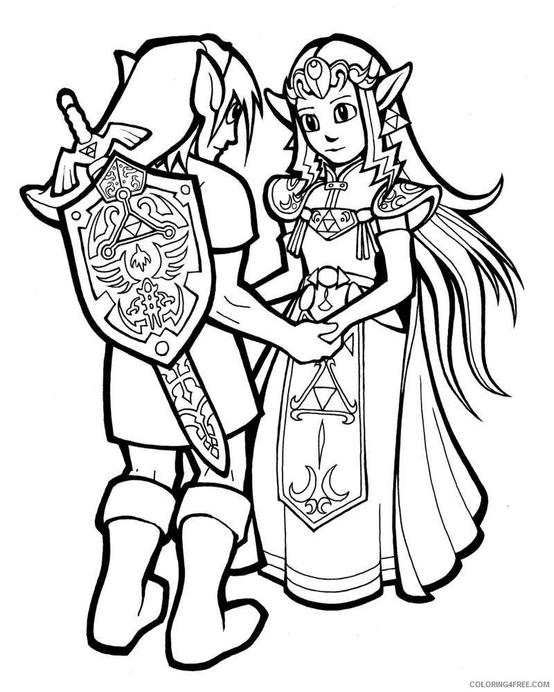 Link And Zelda Coloring Pages Coloring4free Coloring4free Com