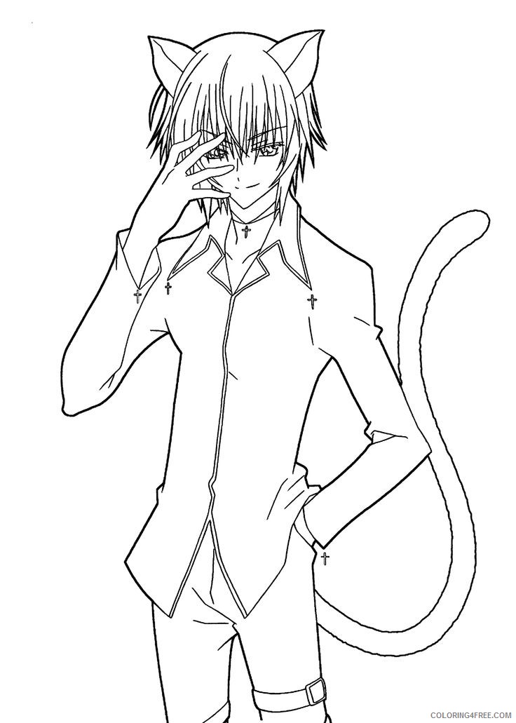 Manga Coloring Pages Cat Boy Coloring4free Coloring4free Com