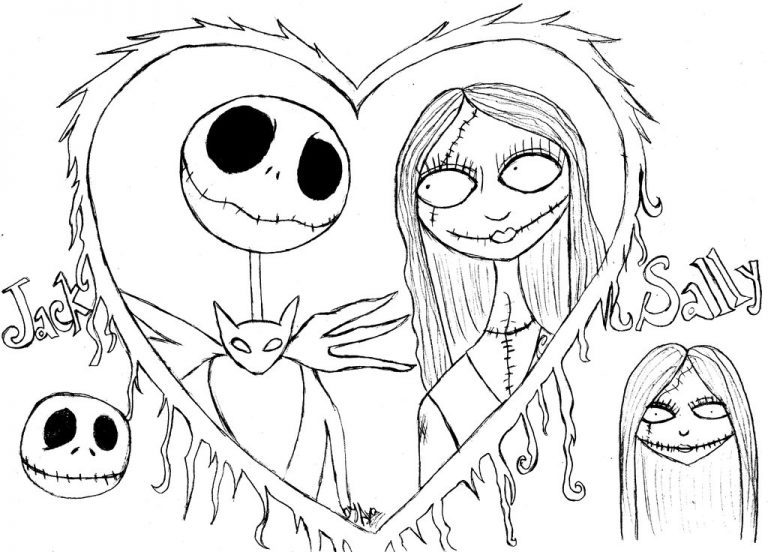 nightmare before christmas jack and sally coloring pages Coloring4free ...