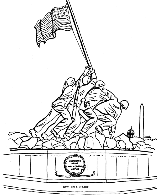 Patriotic Coloring Pages Marine Corps War Memorial Coloring4free Coloring4free Com