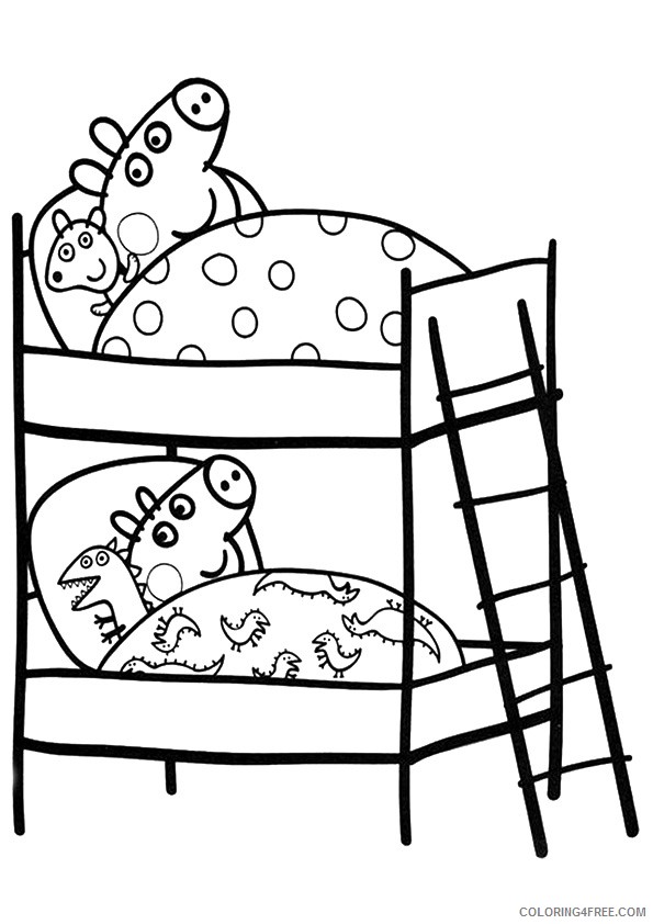 Peppa Pig Coloring Pages Peppa And George Sleeping Coloring4free Coloring4free Com