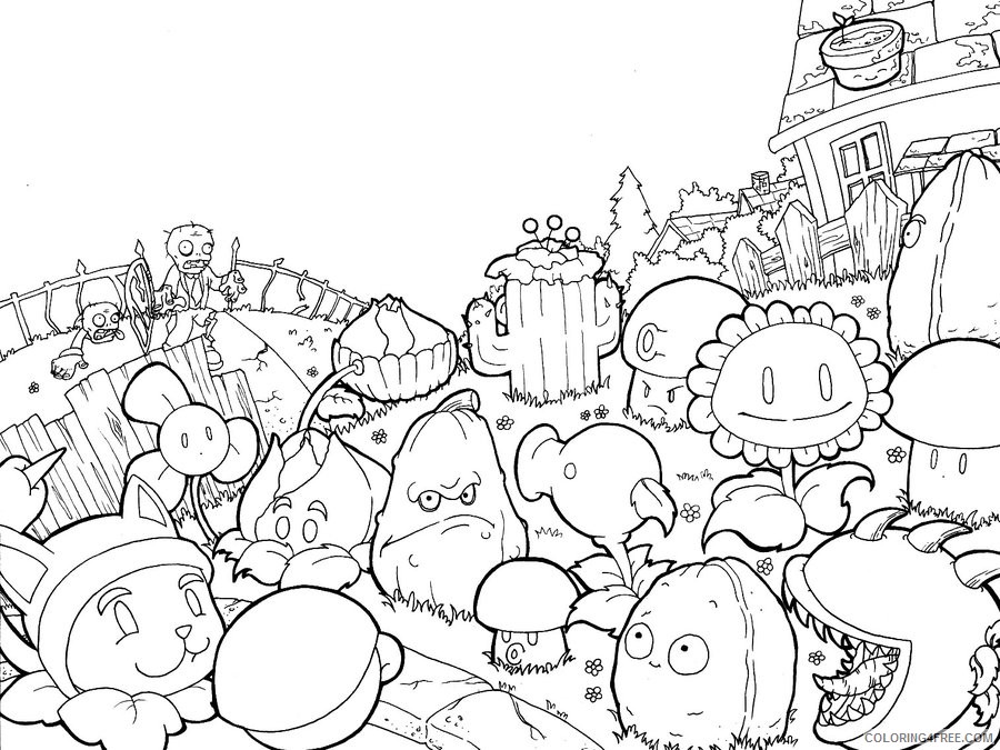 Plants Vs Zombies Coloring Pages Printable Coloring4free 