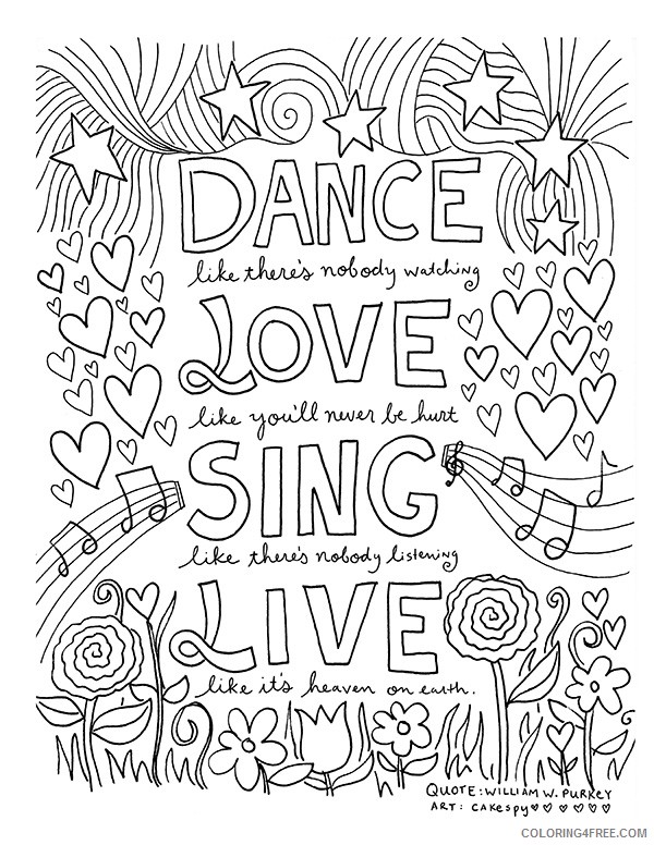 Quote Coloring Pages About Love And Live Coloring4free Coloring4free Com