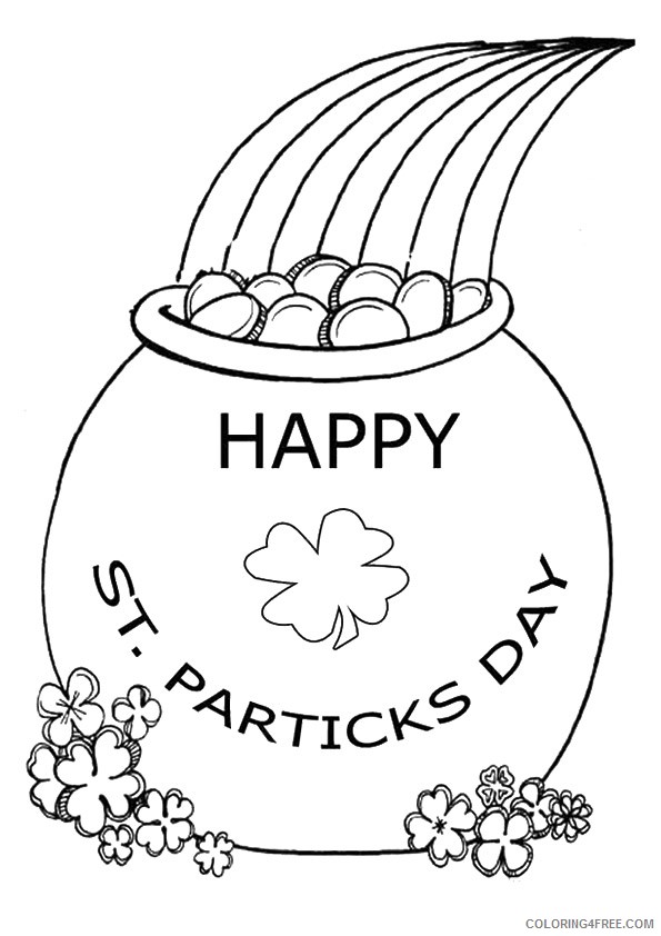 rainbow and pot of gold coloring pages happy st patricks day