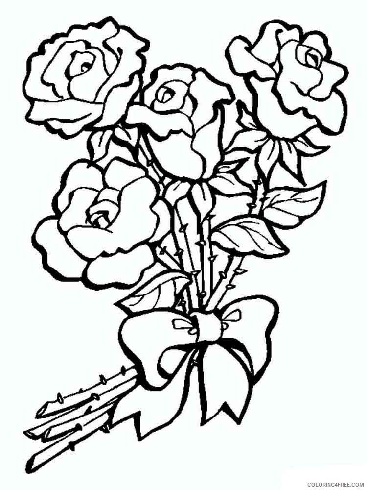 Rose Coloring Pages Roses Bouquet Coloring4free Coloring4free Com