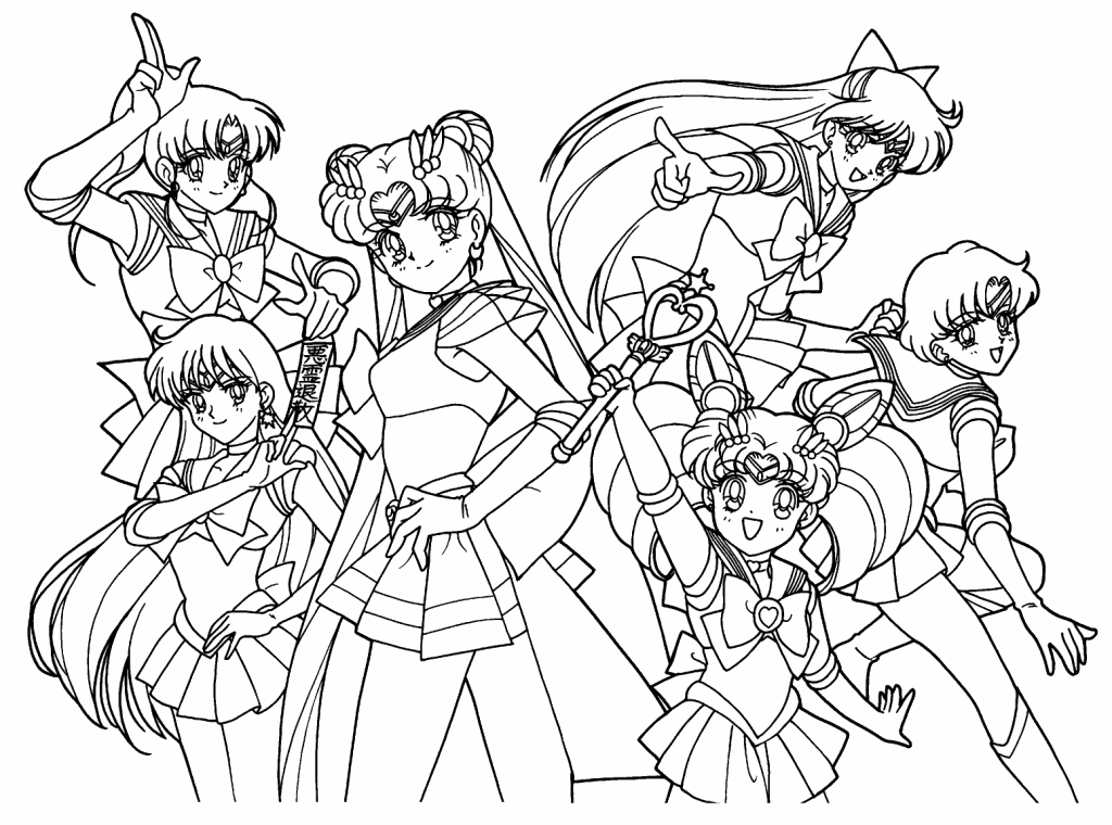 sailor moon coloring pages all sailors Coloring4free - Coloring4Free.com