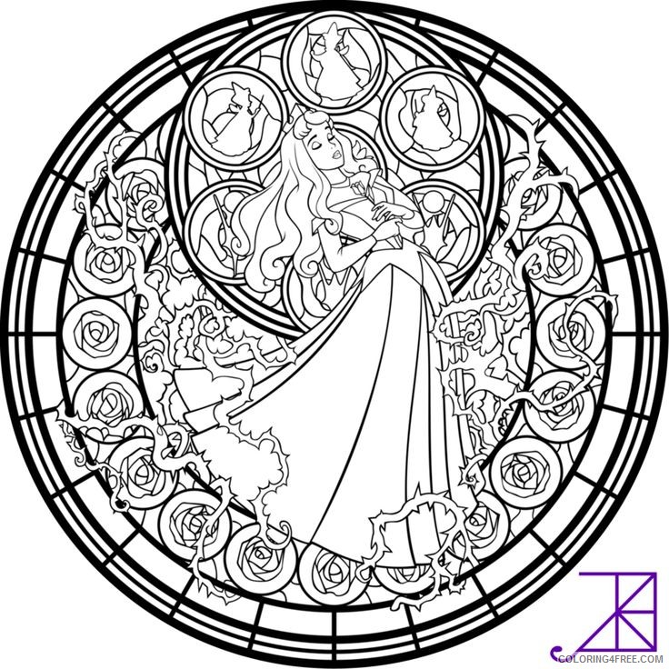 Stained Glass Coloring Pages Disney Sleeping Beauty Coloring4free Coloring4free Com