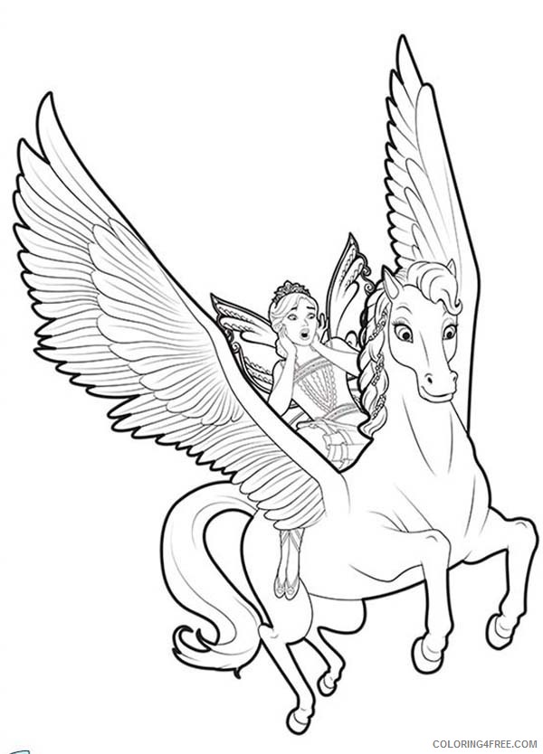 unicorn coloring pages flying with fairy coloring4free