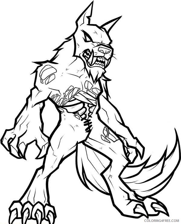 zombie coloring pages werewolf coloring4free  coloring4free