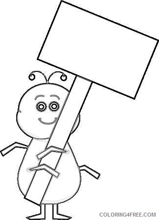 ant with a blank sign cute ant holding a blank sign wPnkMQ coloring