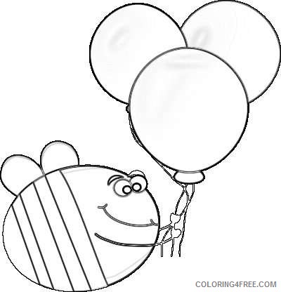 bee balloons funny bee carrying a bunch of balloons nQa9NM coloring