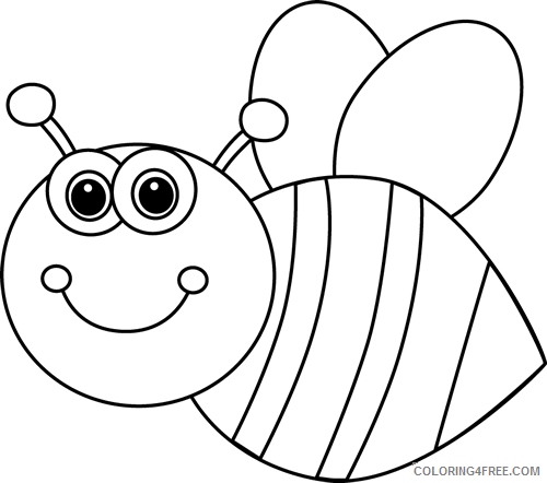 black and white cute cartoon bee black and white DQlz14 coloring