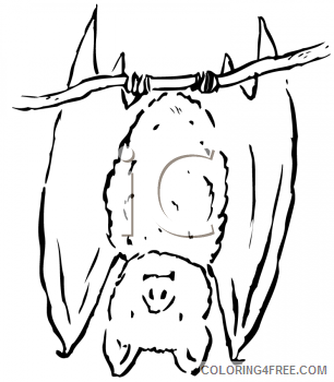 black and white line drawing of a vampire bat hanging upside down 6OQzRa coloring