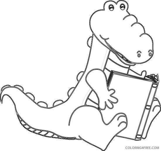 book alligator sitting down and reading a big book MmV0XR coloring