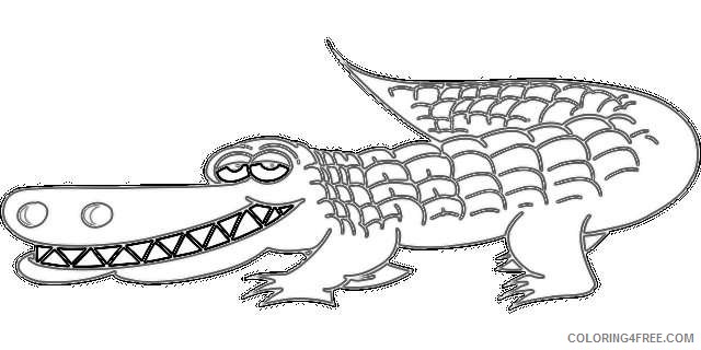 view cartoon side tail teeth grinning alligator public domain SBySWU coloring