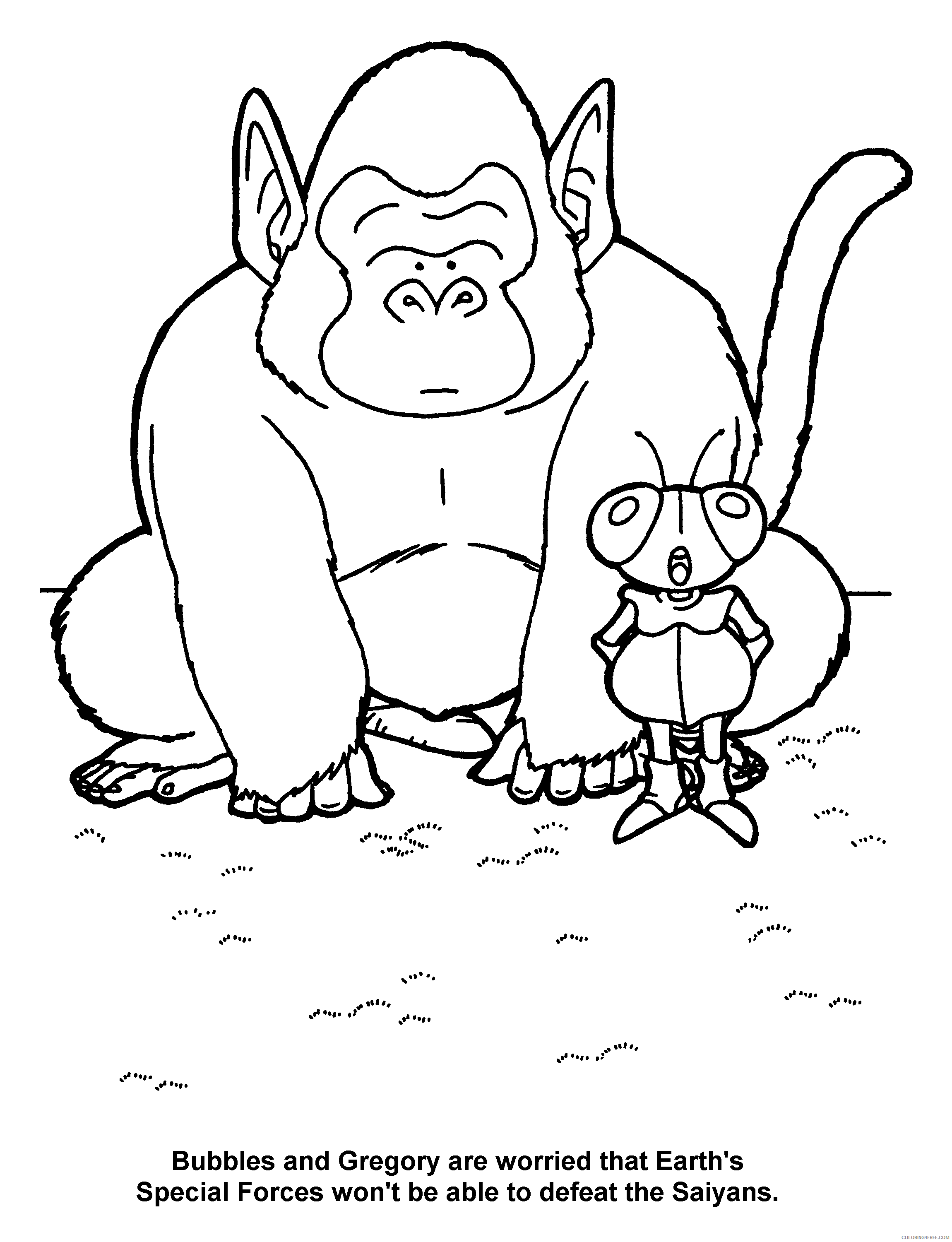 023 dragon ball z bubbles and gregory worried Printable Coloring4free