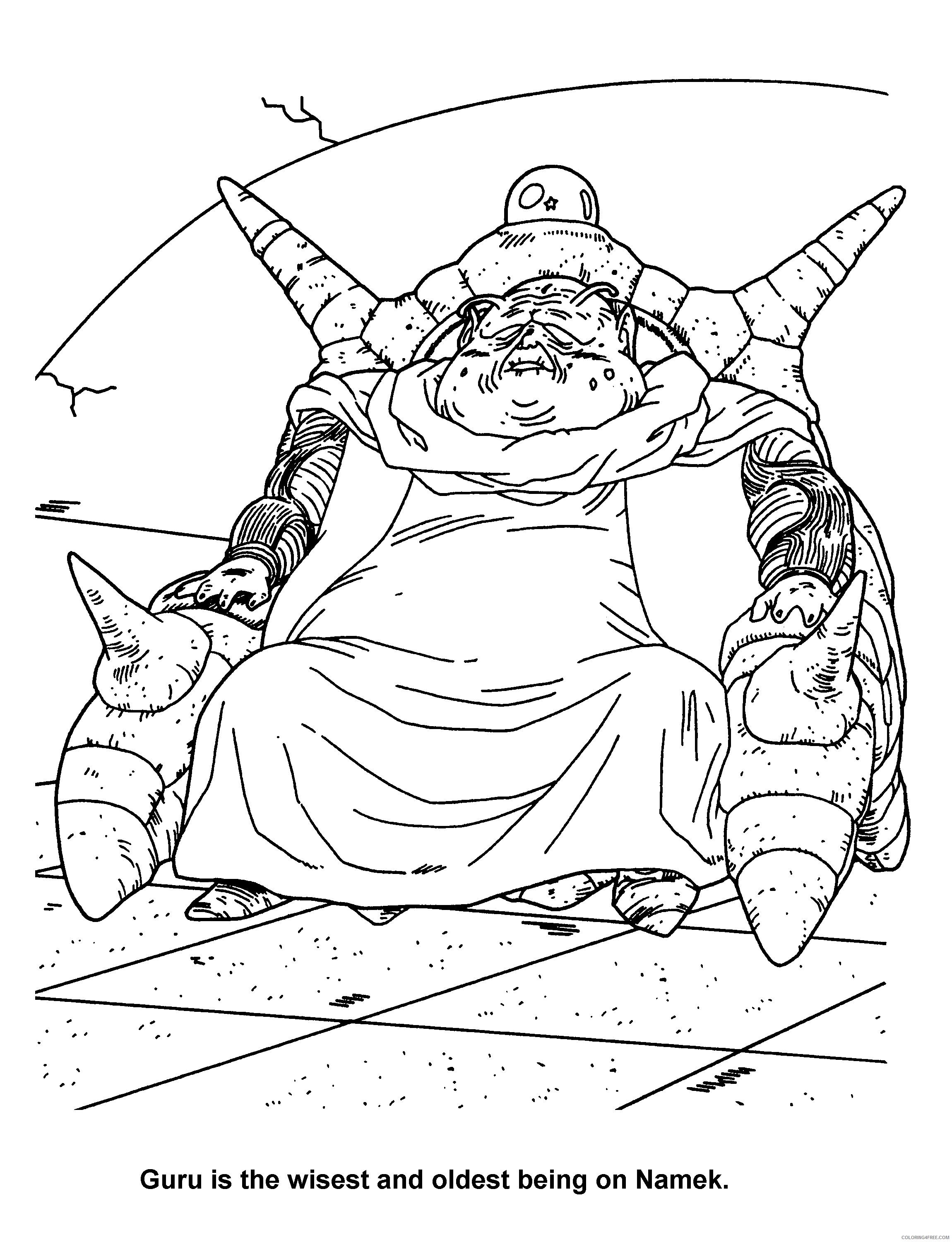026 dragon ball z guru is the wisest and oldest being on namek Printable Coloring4free