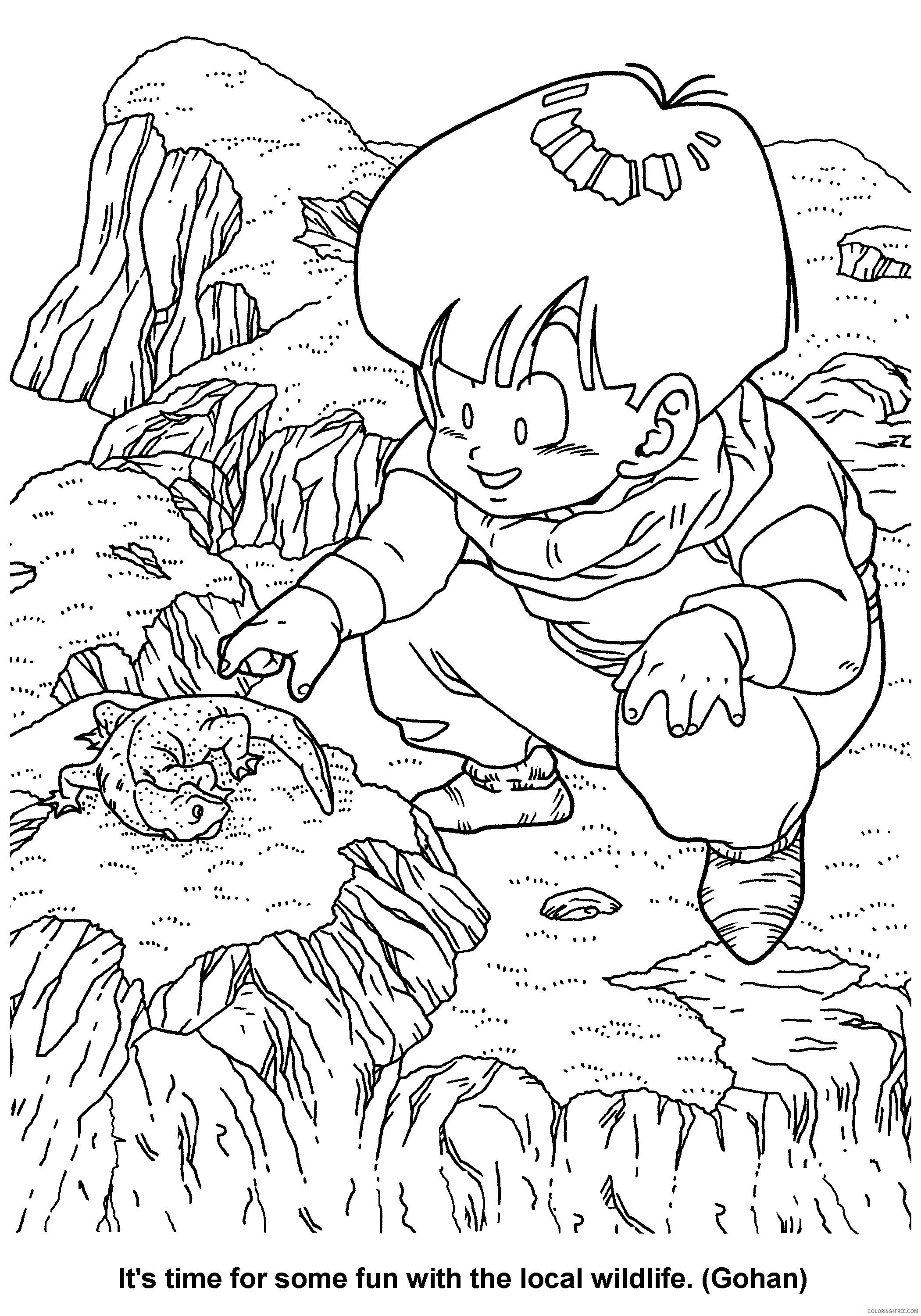 058 dragon ball z its time for some fun with the local wildlife gohan Printable Coloring4free