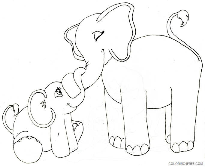 Baby Elephant Coloring Pages mom and baby elephant drawings Printable Coloring4free
