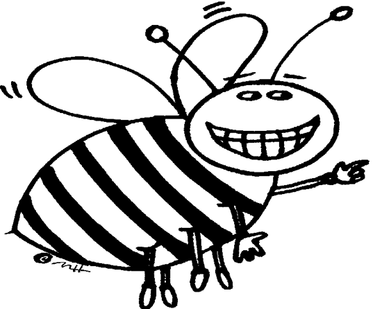Bee Happy Coloring Pages Big happy bee clip art Printable Coloring4free
