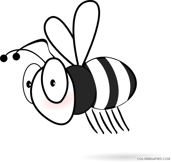 Black and White Bee Coloring Pages bee clip Printable Coloring4free