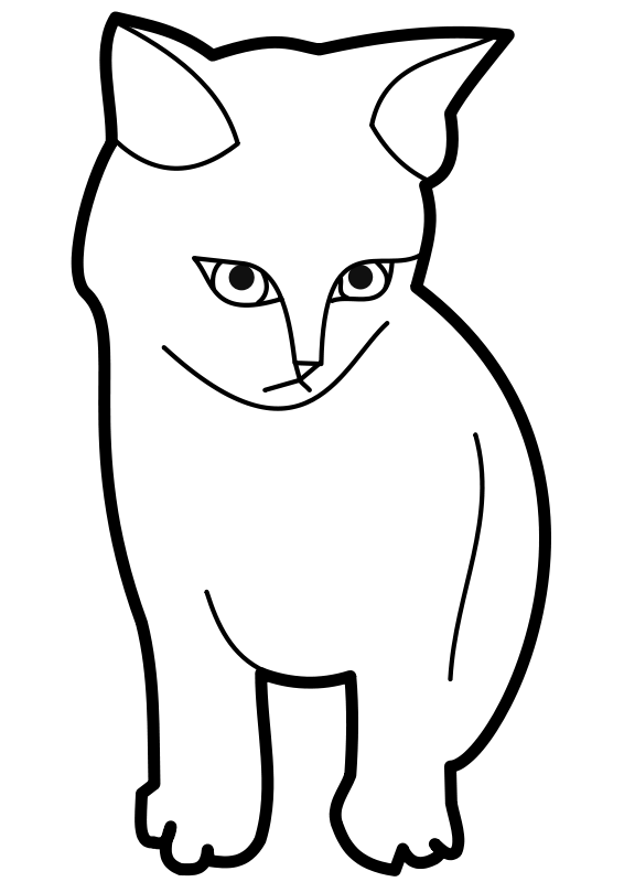 Black and White Cat Coloring Pages cat 2 coloring Printable Coloring4free