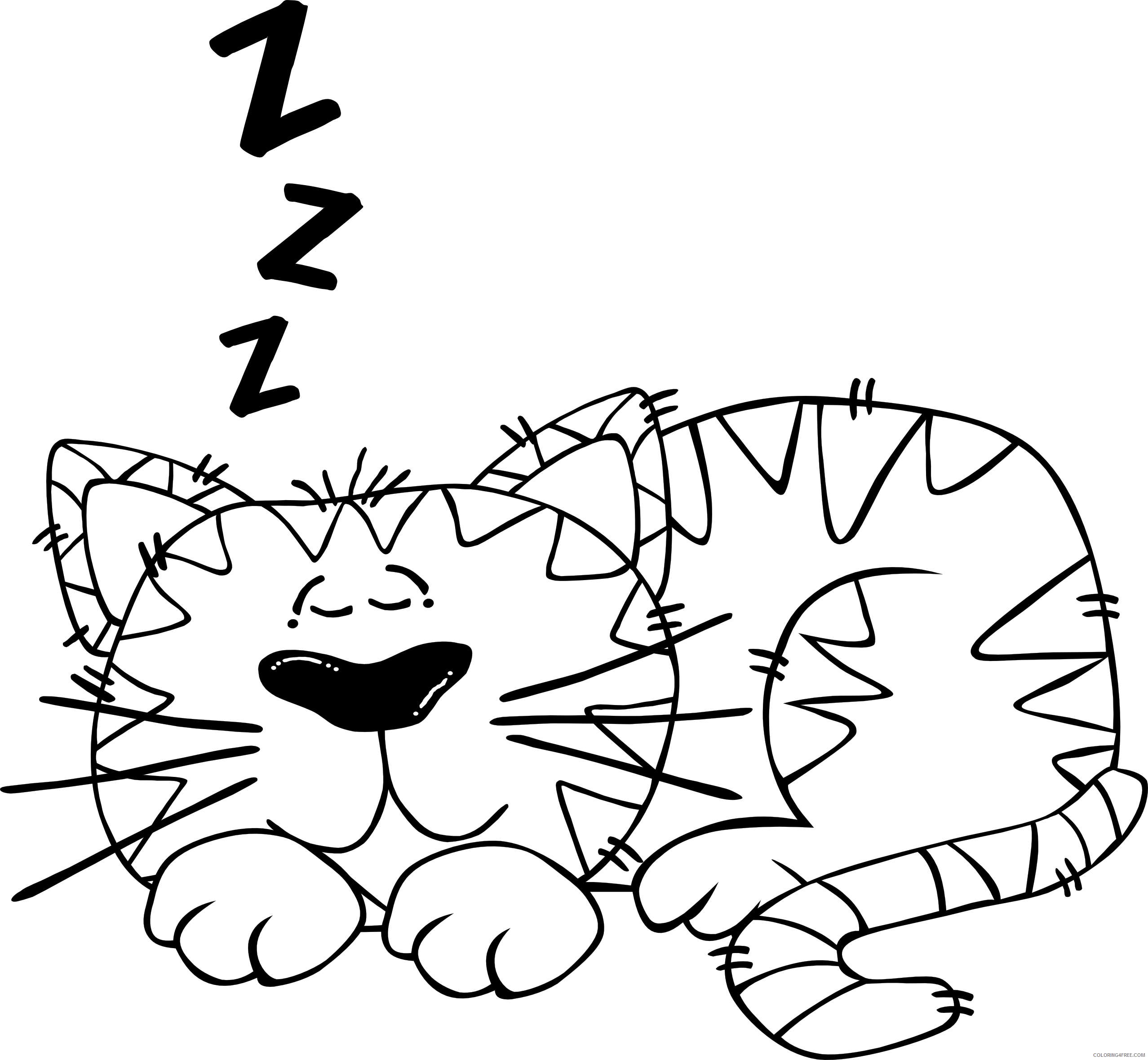 Black and White Cat Coloring Pages cat sleeping 2 black white Printable Coloring4free