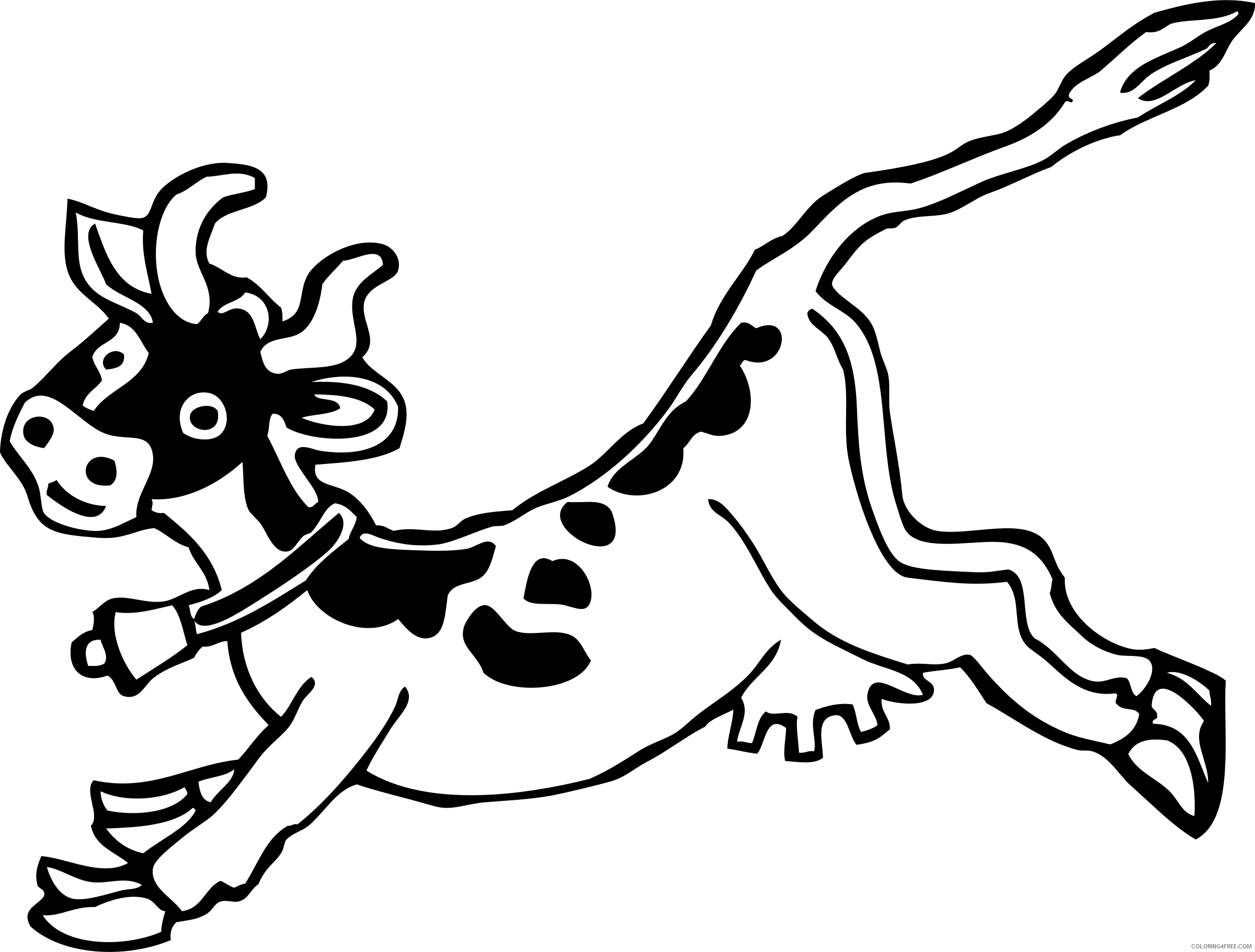 Black and White Cow Coloring Pages jumping cow bpng Printable Coloring4free