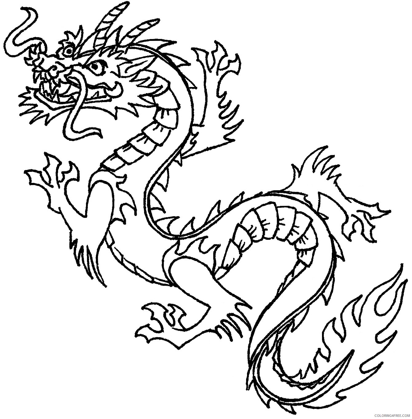 Black and White Dragon Coloring Pages dragon oriental V8SaF6 jpg Printable Coloring4free