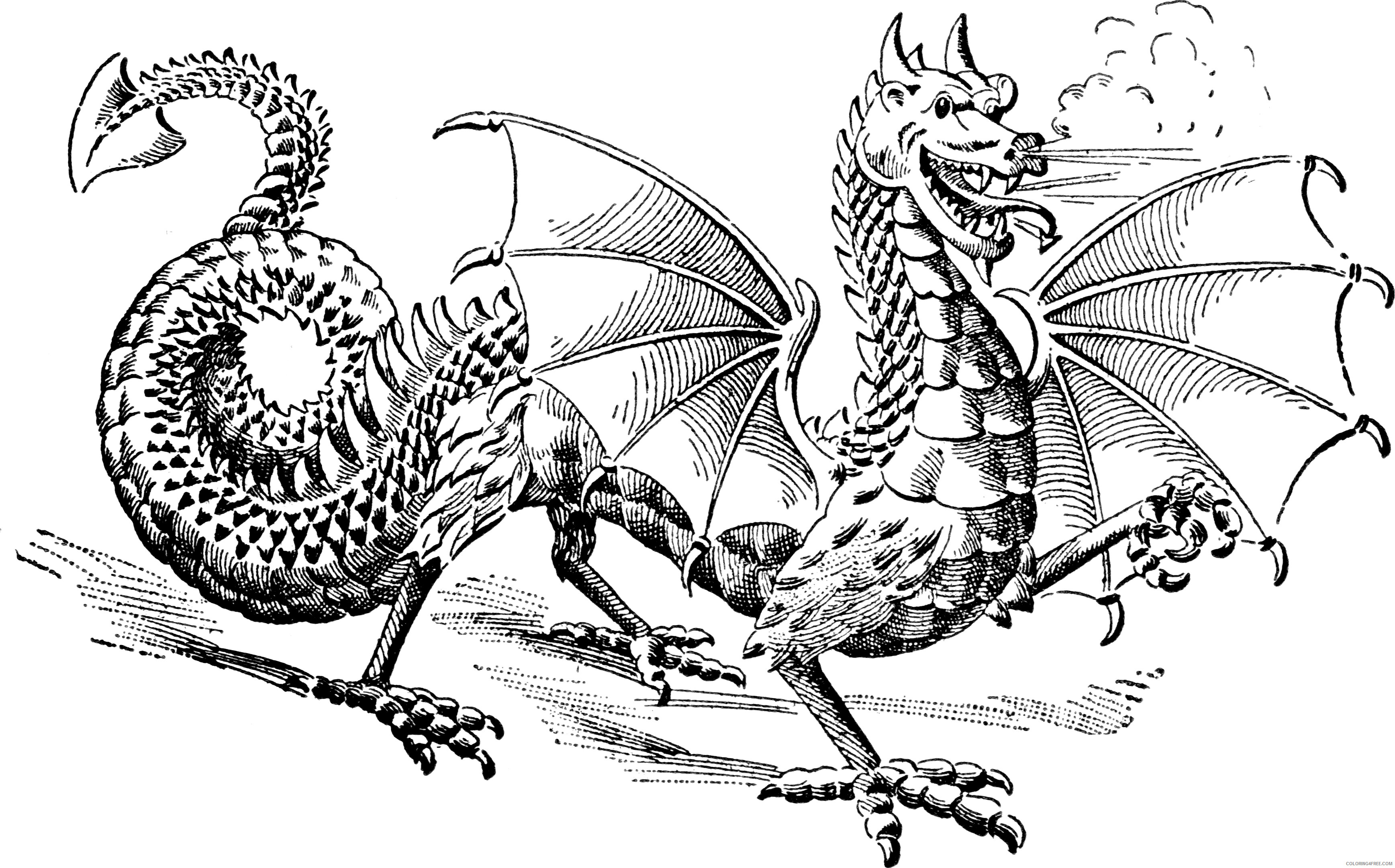 Black and White Dragon Coloring Pages vintage dragon jpg Printable Coloring4free